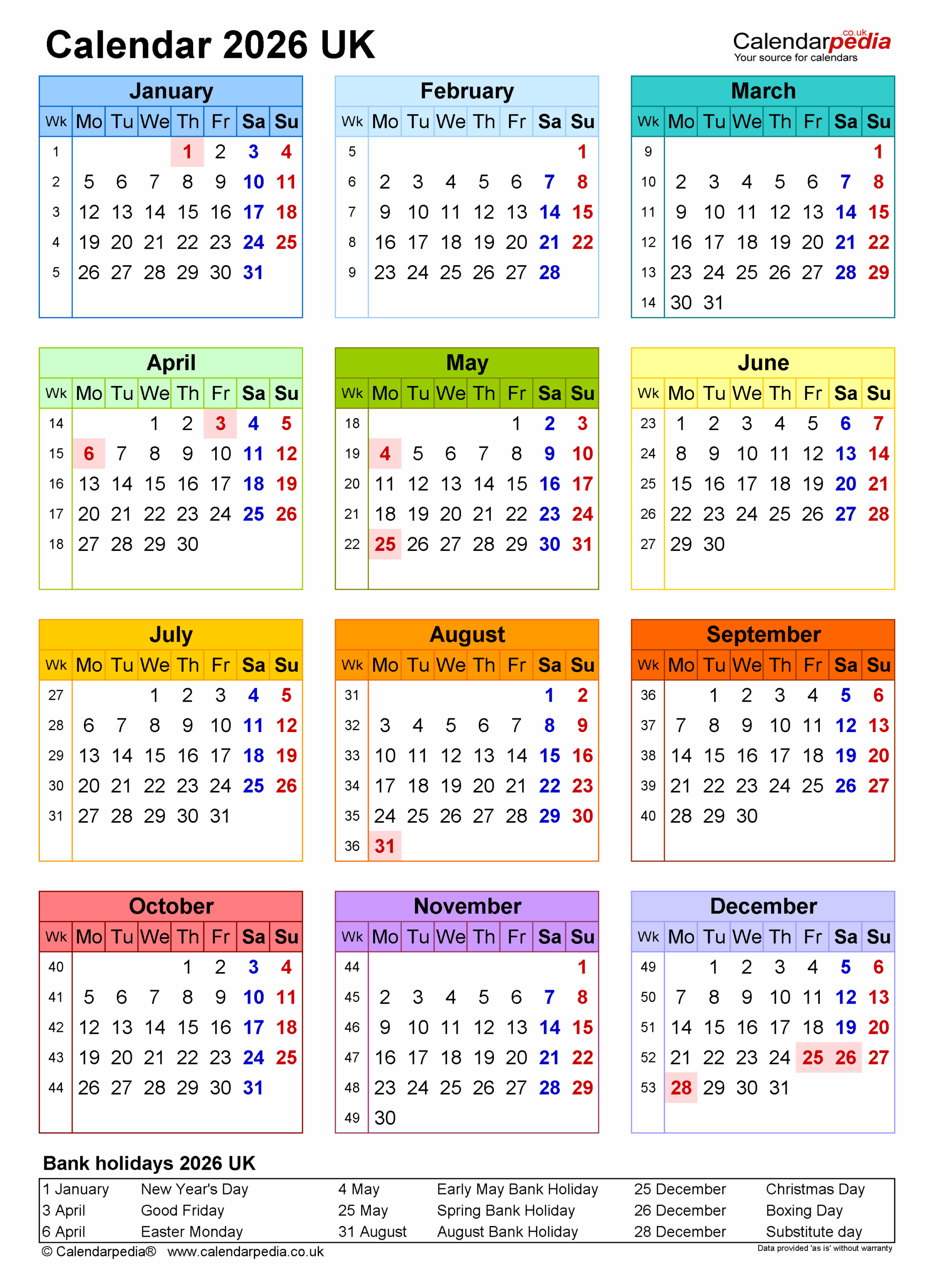 Calendar 2026 UK Free Printable PDF Templates Calendar 2026 UK Free Printable PDF Templates