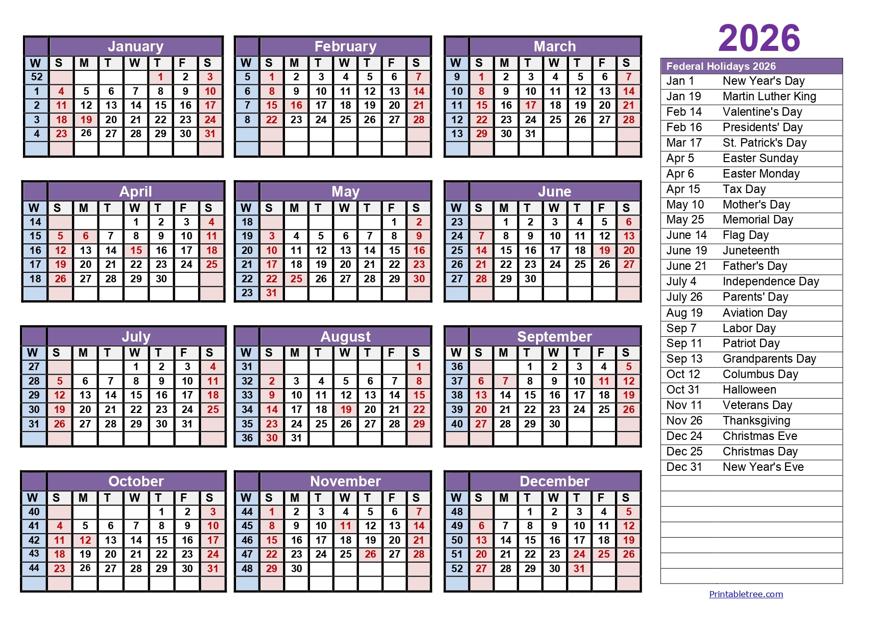 Calendar Weeks 2026 Printable Tree Calendar Weeks 2026 Printable Tree