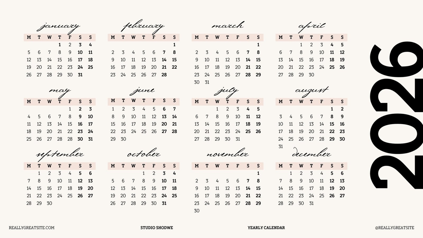 Free And Customizable Yearly Templates