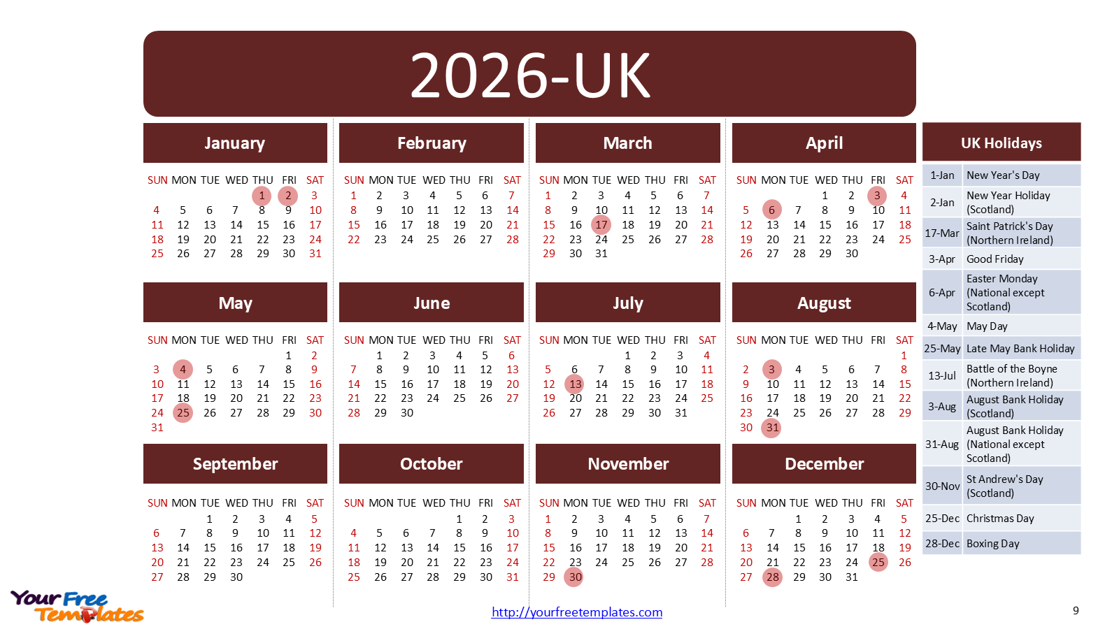 Plan Ahead With The 2026 Calendar Printable Page 3 Of 3 Free PowerPoint Template
